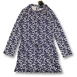 NWT Oscar de la Renta Kids Blue Floral Print Long Sleeve Dress Size 12Y